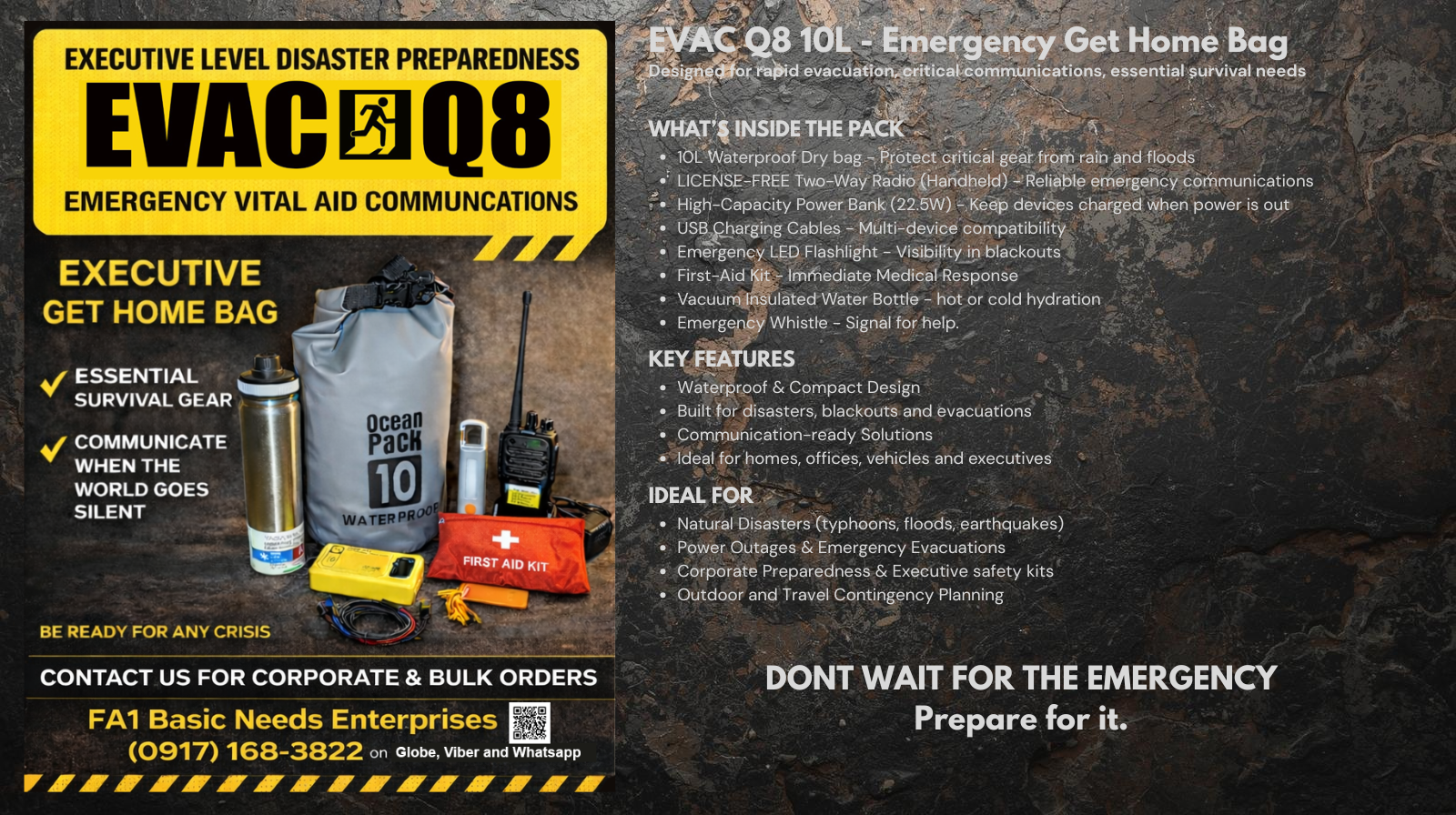 EVAC-Q8 Get Home Bag